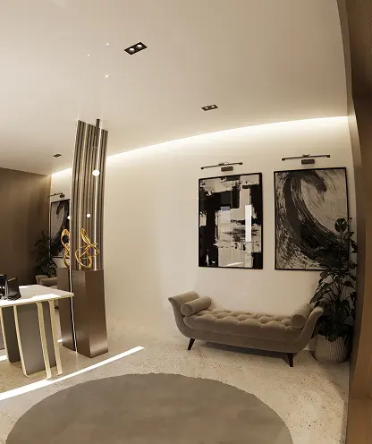 ELYSÉE II entrance foyer with curved ceiling detail