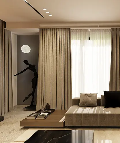 Sitting nook with sheer drapery at ELYSÉE II